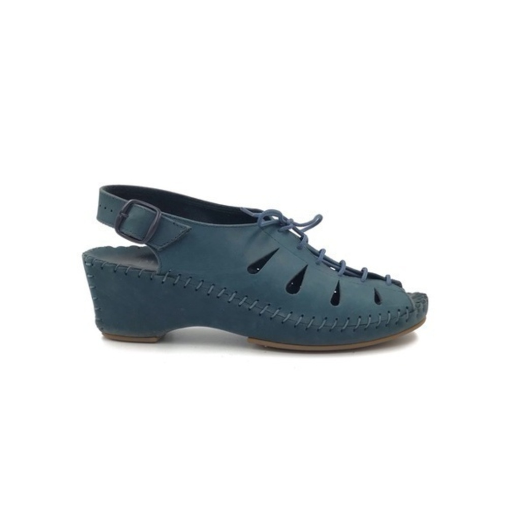 La Plume Dark Teal Leather Lace-Up Sandals size 37